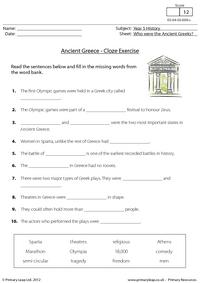 Ancient Greece - Cloze activity