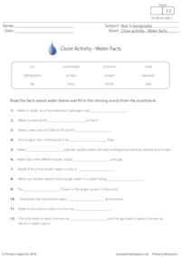 Cloze Activity - Water Facts