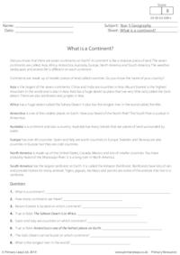 Reading comprehension - What is a Continent?