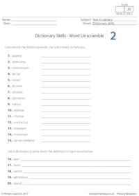 Dictionary Skills - Word Unscramble 2