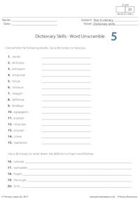 Dictionary Skills - Word Unscramble 5
