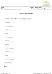 Common word endings 1