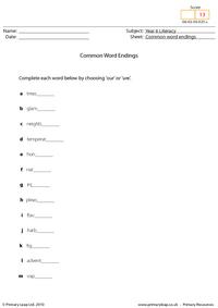 Common word endings 2