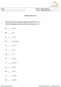 Prefix dis or un 1