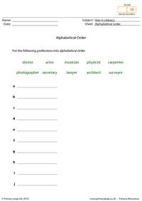 Alphabetical order 3 - Professions