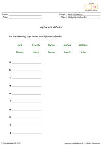 Alphabetical order 6 - Boy names
