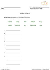Alphabetical order 7 - Girl names