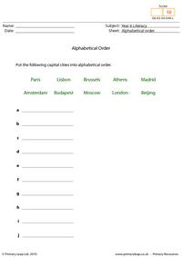 Alphabetical order 8 - Capital cities