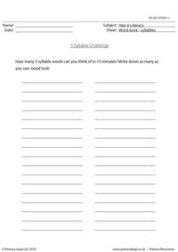 5 syllable challenge