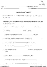 Words with modifying 'e' 1