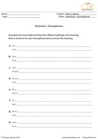 Sentences - homophones 4