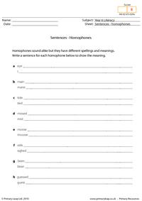 Sentences - homophones 6