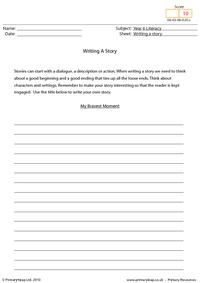 Writing a story - My bravest moment