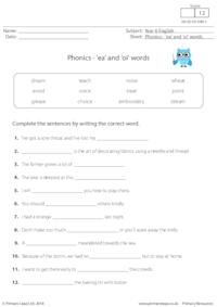 Phonics - 'ea' and 'oi' words
