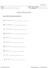 Penguin word unscramble
