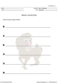 Baboon acrostic poem