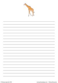 Giraffe writing paper 2