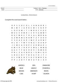 Grizzly bear word search