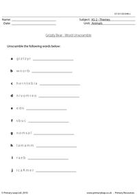 Grizzly bear word unscramble