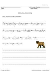 Grizzly bear handwriting
