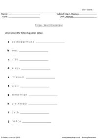 Hippo word unscramble