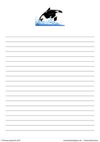 Killer whale writing paper 1