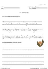 Lion handwriting