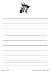 Zebra writing paper