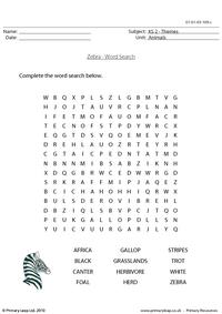 Zebra word search