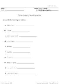 Elephant word unscramble
