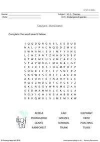 Elephant word search