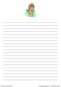 Bengal tiger writing paper