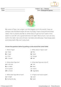 Bengal tiger comprehension