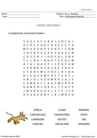 Cheetah word search