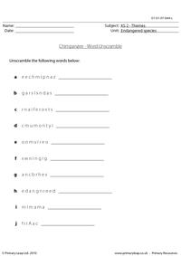 Chimpanzee word unscramble
