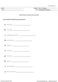 Giant panda word unscramble