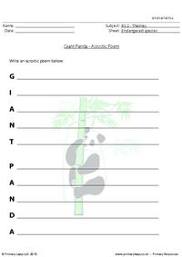 Giant panda acrostic poem