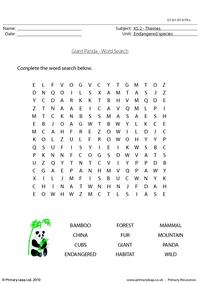 Giant panda word search