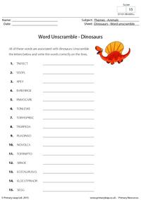 Word Unscramble - Dinosaurs