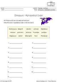 Alphabetical Order - Dinosaurs