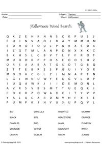 Halloween word search