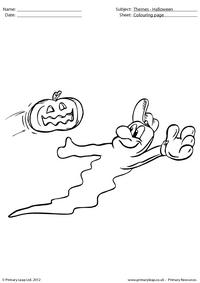 Halloween colouring picture - Ghost playing baseball