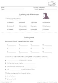 Spelling List - Halloween