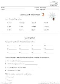 Spelling List - Halloween 2