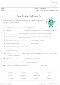 Cloze Activity - Halloween Facts
