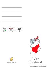 Christmas card - Cat in stocking