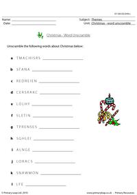 Christmas - word unscramble