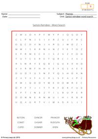 Christmas - word search Santa's reindeer