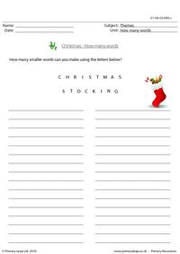 How many words - Christmas stocking