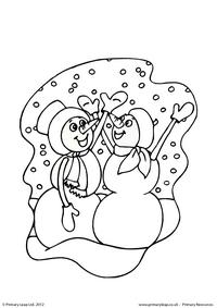 Colouring picture - Snowmen dancing